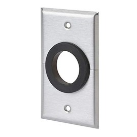 SEMTRON Cable Pass Through Rubber Grommet Wall Plate | 1.5" Grommet, 1 Gang, Split | Stainless Steel | Made in USA