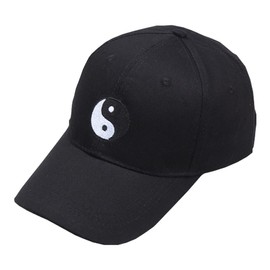 Gorra de béisbol ajustable gorra de algodón con pico gorra de papá gorra tai chi bordada, Negro, Talla única