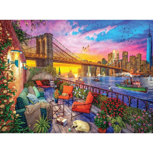 Manhattan Balcony Sunset Collector Art Collection 1000 Piece Jigsaw Puzzle