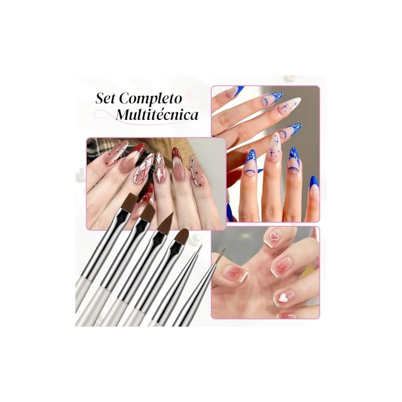 CHERIMOYA Kit 6 Pinceles Nail Art Perla Blanca