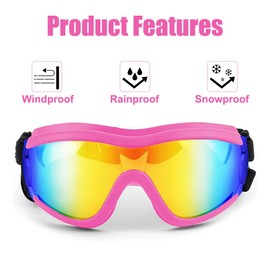 Dog Sunglasses, Dog Aviator Glasses, Lightweight TPU Dog Glasses with Adjustable Strap for Travel and Skiing