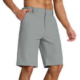 SNOWTEN Men's Classic Fit 11 Inch Golf Shorts Lightweight Quick-Dry Stretch Fabric with 4 Pockets for Hiking Casual Work Grey 32