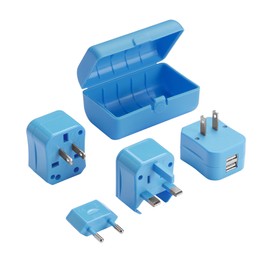 Lewis N. Clark Adapter Plug Kit W/ 2.1a Dual USB Charger, Blue, One Size