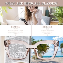OPTOFENDY Bifocal Reading Glasses for Women, Clear Top Cat Eye Blue Light Blocking Computer Readers with Spring Hinge