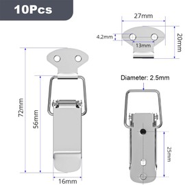 4Pcs 56mm Spring Loaded Toggle Latch, Stainless Steel Tension Clasp with 16 Screws, Duck Billed Buckles Catch Clamp Clip for Wooden Box, Case, Chest, Cabinet, Trunk
