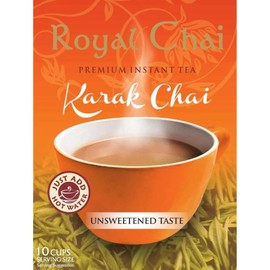 Tea Bags & Drinks with Royal Chai Karak Chai Unsweetened (10 Cups) 140g - 1 Pack | Just Add Hot Water, Premium Instant Tea, A Strong And Richly Flavored Tea.