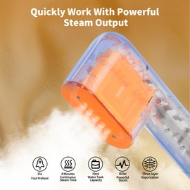 Travel Steamer for Clothes Portable Mini, Hand Held Steamer, Small Steam Iron for Clothes, 15s Fast Heat-up, Handheld Clothing Steam 800W for Garments, Fabric Wrinkle Remover for Home Travel, 120V