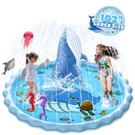 BerrysParadise 90" Splash Pad for Kids, Sprinkler & Splash Play Mat, Extra Large Inflatable Wading Pool with Thicker Material, Summer Outdoor Water Toys for Boys & Girls Ages 3-16