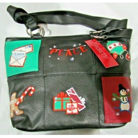 Rosetti Black PEACE Purse Embroidered Christmas Holiday Party Tote