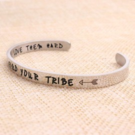 Jvvsci Find Your Tribe Love Them Hard Cuff Bracelet, Raising My Tribe Jewelry, Friends BFF Sisters Encouragement Gift，Gift For Her