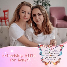 Friendship Gifts for Women, Best Friend 4.5x3.6x0.6 Inch Acrylic Butterfly Friend Plaques Gifts for Women, Best Friend Bestie Gifts for Christmas Birthday Wedding Graduation