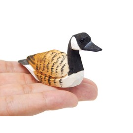 Selsela Canada Goose Figurine Decoration Handmade Wooden Statue Duck Art Decoy Carved Bird Geese Branta Small Animal Collectible