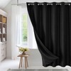 MitoVilla No Hooks Needed Black Waffle Shower Curtain Set with