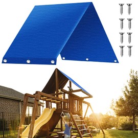 Playground Swing Replacement Canopy, Outdoor Swing Playset Shade Tarp Replacement, 52 x 89 inch Playground Roof Canopy Sunshade Waterproof Trap Cover for Kids Outdoor Sunproof (Blue)