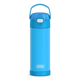THERMOS FUNTAINER 16 Ounce Stainless Steel Vacuum Insulated Bottle with Wide Spout Lid, Electric Blue