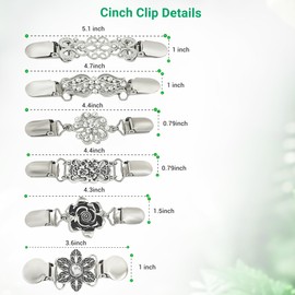 PIGORY 6Pcs Dress Cinch Clips Sweater Clips, Vintage Waist Cincher Clip for Women, Decorative Clothing Brooch Clip for Sweaters, Dresses & Shirts