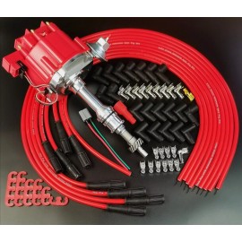 espeedpro21 SBF Ford 289 302 HEI Distributor 65K Coil 9.5mm Red Silicone Spark Plug Wires