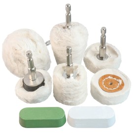 Hiqalty 8pcs Polishing Wheel for Drill, Buffing Wheel Polisher Kit with 1/4" Hex Shafts,Abrasive Wheels for Power-Operated Grinders (8)