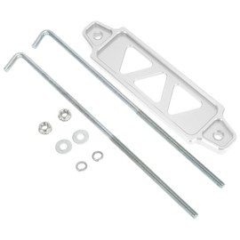 HOPESPANNER Universal Car Battery Tie Down Bracket Hold Lock Battery Hold Down Bracket Aluminum Alloy Silver Tone 1 Set with J-hook Nut Washers Protective Sleeves