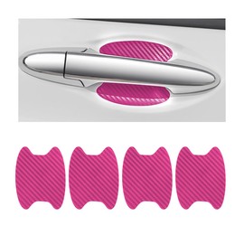 CGEAMDY 4PCS Car Door Handle Protector Sticker, Universal Carbon Fiber Anti-Scratches Auto Door Handle Protective Film, Car Door Side Paint Cover Guard Stickers Fit for Most Car Handles (Pink)
