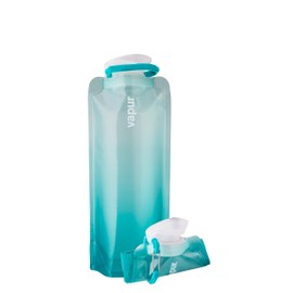 Vapur, Collapsible Water Bottles, 2 Pack- 0.7 Liter, 23 Ounces- Reusable Leak Proof Water Bottles with Carabiner for Working Out, Camping, Backpacking, Hiking, & Travel!, Malibu Teal Gradient Anti-Bottle