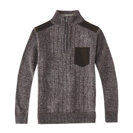 Gioberti Men's Half Zip Pullover Knitted Regular Fit Sweater with Soft Brushed Flannel Lining, Melange Coffee, 3X Large