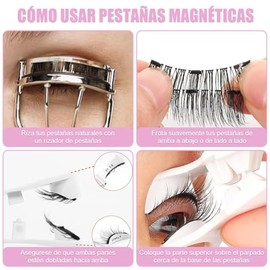 Pestaas Postizas Magneticas, 2 Pares Pestaas Magnticas Reutilizables, Con Aplicador, Aspecto Natural, Fcil de Aplicar, Perfecto para el Uso Diario y  