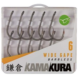 Korda Kamakura Wide Gape Barbless Size 6, High-Carbon Steel, Ultra-Sharp Beaked Point with Wax Protection for Secure Hooking in All Conditions