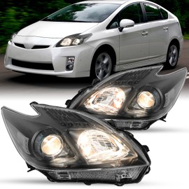 JSBOYAT Halogen Headlight for 2012-2015 Toyota Prius, OE Style Headlamp Assembly Replacement (Black Housing with Clear Reflector)