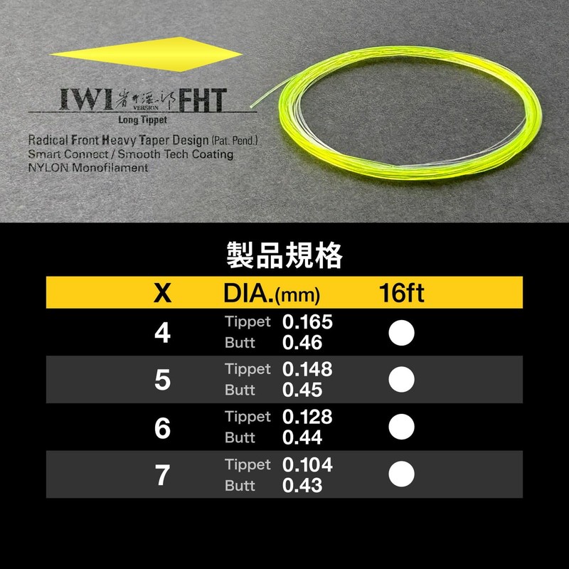 VARIVAS FHT 16ft 7X TL-56 Harris Tapered Leader Iwai Version