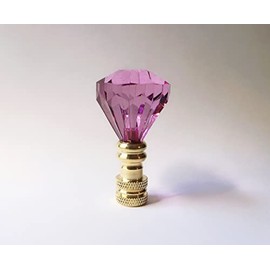 St of 2 Gorgeous Acrylic Crystal Diamond Lamp Shade Finials, Harp Toppers -Purple