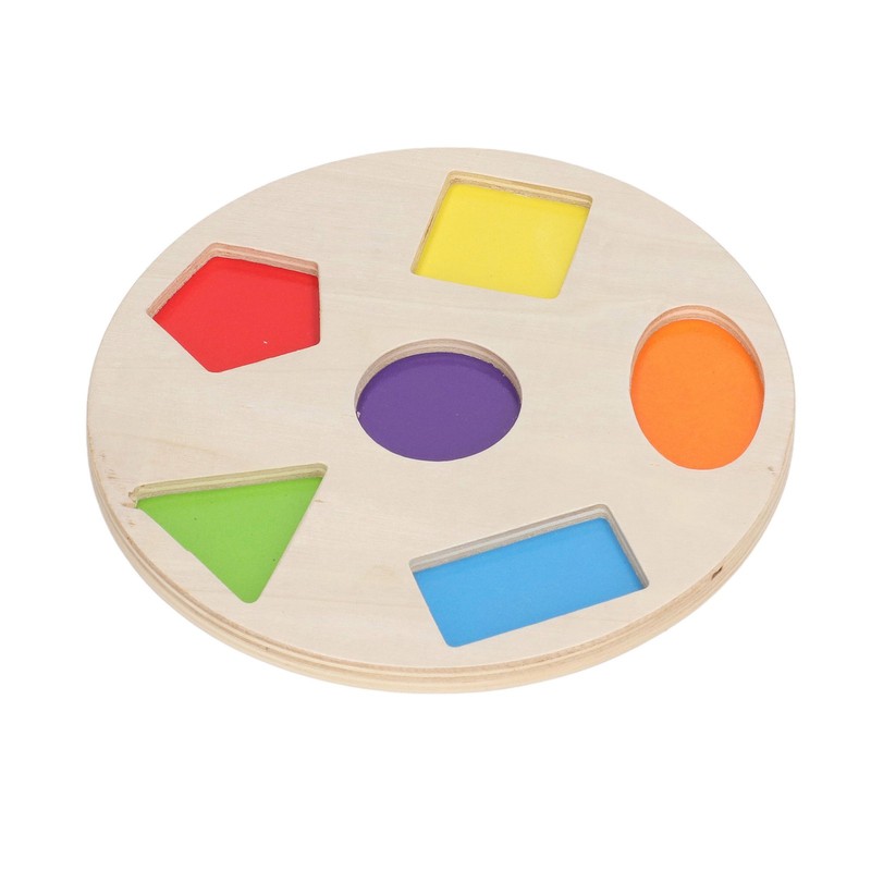 Wood Shape Puzzle Educational Colorful Early Learning Skill Development Round