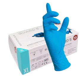GUARD 5 - Pack of 200 Blue Nitrile Disposable Gloves (Size 10/XL) in Dispenser Box - Disposable Gloves, Examination Gloves, Nitrile Gloves, Powder-Free, Latex Free