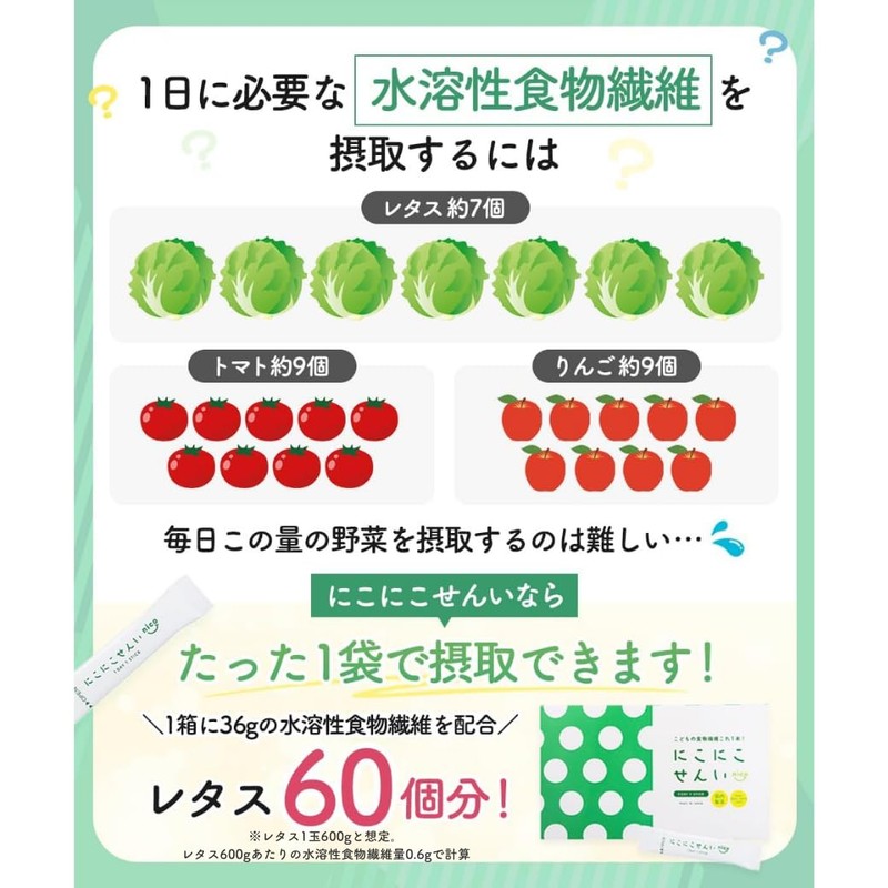 Nikoniko Sen'i Baby Food Dietary Fiber Powder [Lettuce 60 pieces