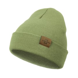 Kids Beanie Hat, Winter Toque for Boys Girls Toddler Children, Double Layer Knit Cap(Light Green)