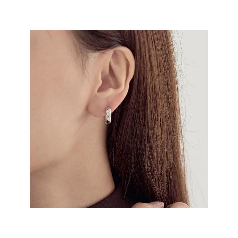 Basic one touch silver earrings (14mm) OTE124702N stone color /
