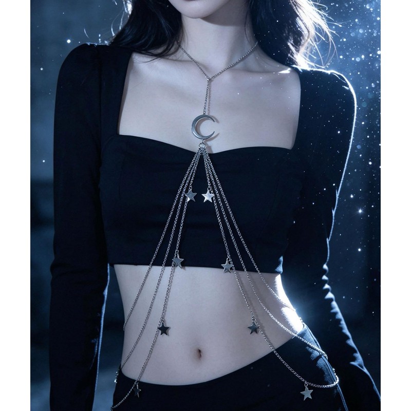 Moon Star Body Chains for Women Sequin Bikini Body Chain