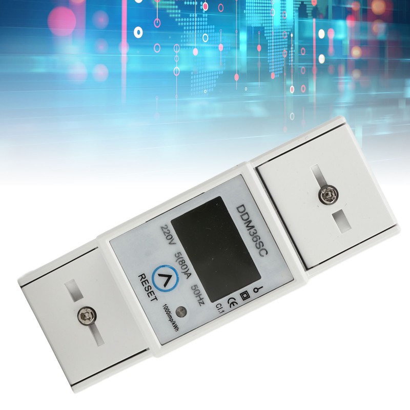 Single Phase Energy Meter LCD Display DIN Rail 2P Total