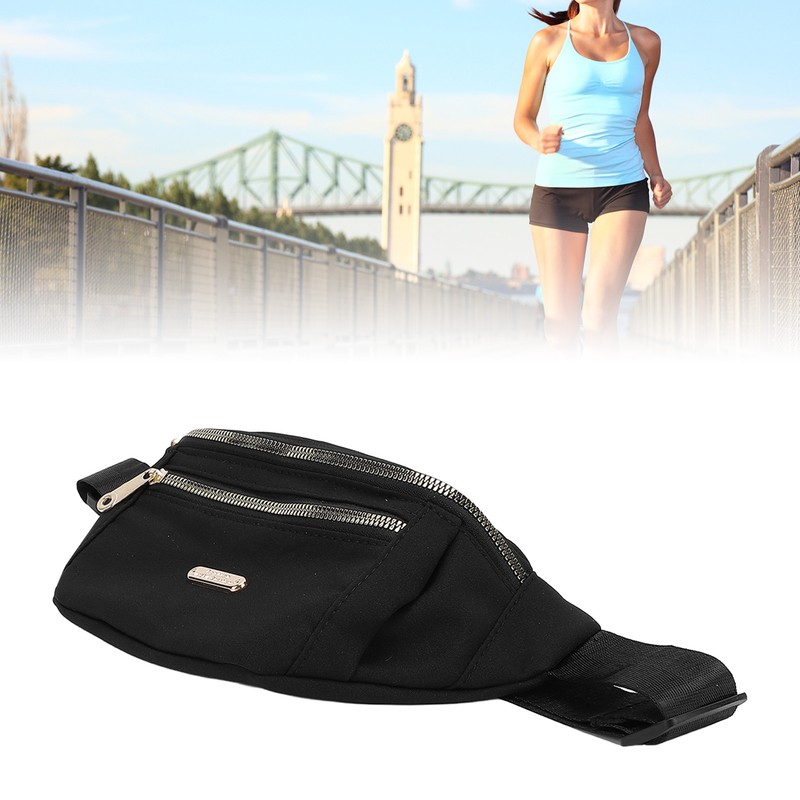 Waist Bag Multi Layer Stylish PU Smooth Zipper Large Capacity