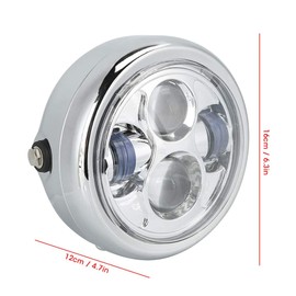 Faro de Motocicleta Faro Redondo Estilo Retro Modificación de la Lámpara Principal para CG125 GN125 Faros Auxiliares para Auto Accesorios para Motocicleta(Electroplata)