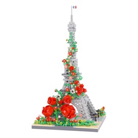 LULUFUN Eiffel Tower Micro Block Building Toy Flower Rose Paris Seine Banks Building Set Eiffel Tower Tourist Attractions World Heritage Model DIY Hobby Model Kids Adults Birthday Christmas Gift