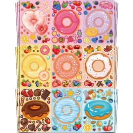 Ozepao 27 Sheets Make a Face Donut Sticker Sheets for Kids | Make Own Dessert Stickers for Birthday Party Favors,Crafts,Treat Boxes Decorations