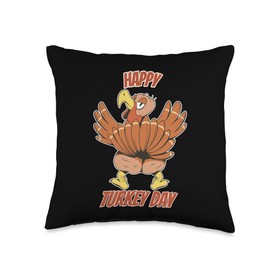 Cute Thanksgiving Eve Outfit Thanksgiving Products Happy Day Thanksgiving Turkey Throw Pillow, 16x16, Multicolor
