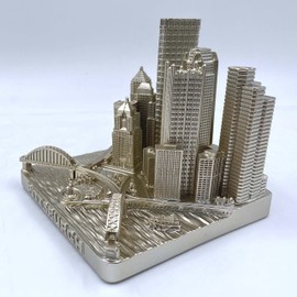 Pittsburgh 3D City Famous Building Model Statue Souvenir Decoration for Home Office 4” (Gold)