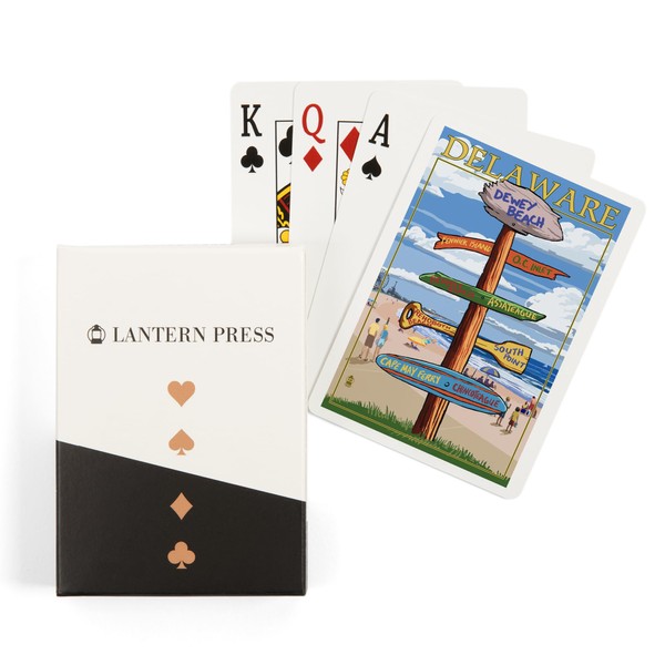 Lantern Press Dewey Beach, Delaware, Destinations Sign (52 Playing Cards,