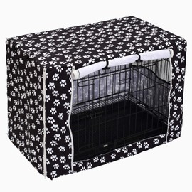 Dog Crate Cover Durable Polyester Pet Kennel Cover Universal Fit for Wire Dog Crate - Fits Most 36" inch Dog Crates - Cover only -Black-36