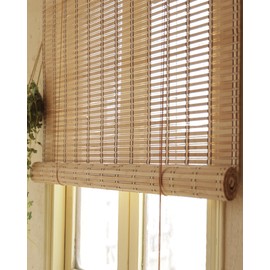 Erfolkerz 48" Wx72 H Bamboo Blinds Roller Shades for Indoor Windows, Blackout Bamboo Curtain Roll Up wiht Cord, Privacy Roman Shade for Interior/Exterior Windows, Mounting Hardware Included