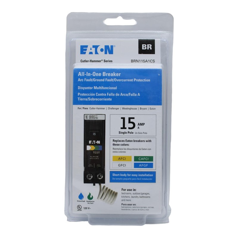 Eaton Type BR 15-Amp 1-Pole Dual Function AFCI/GFCI Circuit Breaker