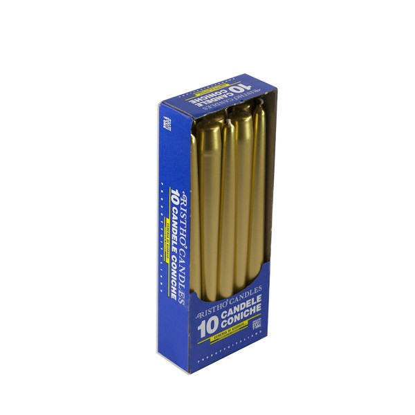 10 x Gold Tapered Candles Diameter 2.2cm Height 25cm