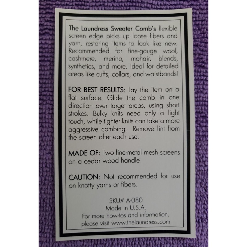 The Laundress New York - SWEATER COMB - Removes Pills,
